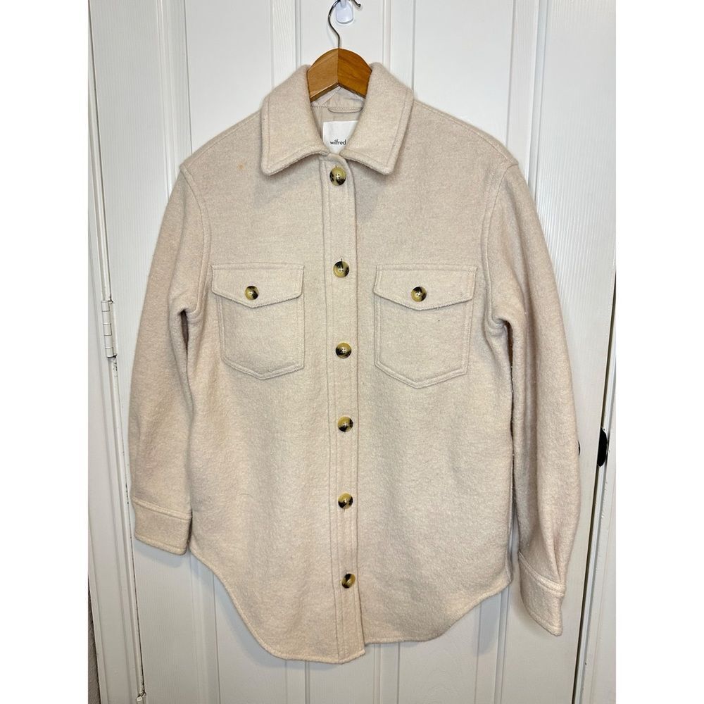 Aritzia Wilfred Free Heather Bone Merino Wool The Ganna Shirt Jacket Shacket XS - Picture 2 of 12